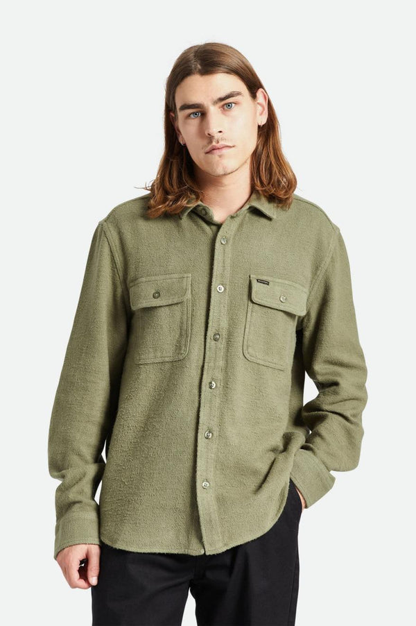 Bowery Textured Loop Twill Overshirt - Olive Surplus