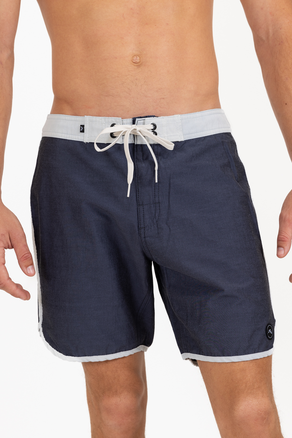 Rusty USA Base 18" Scallop Fixed Waist Boardshort NAVY