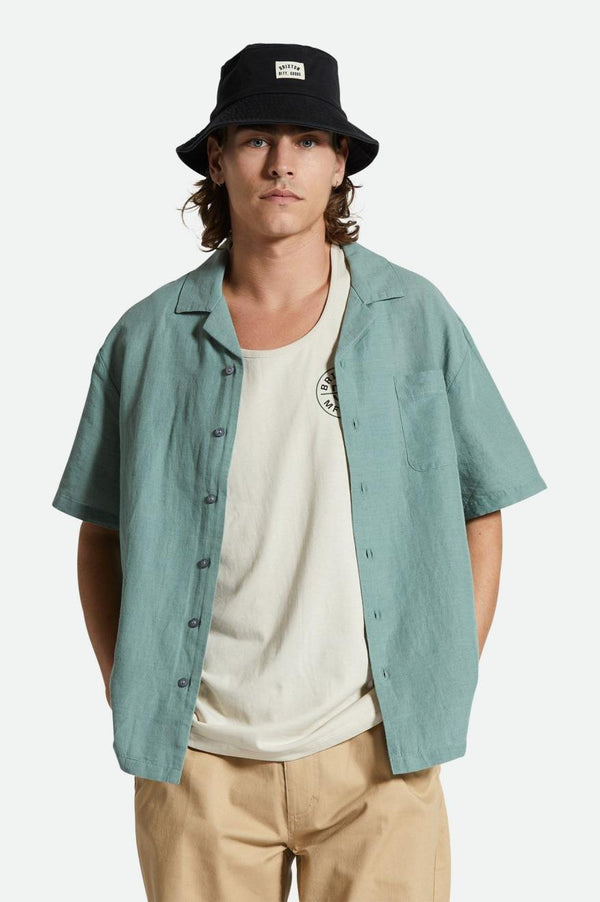 Bunker Linen Blend S/S Camp Collar Shirt - Chinois Green