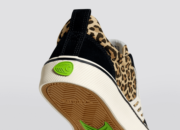 CATIBA PRO Skate Black Suede Leopard Print Canvas Ivory Logo Sneaker Men